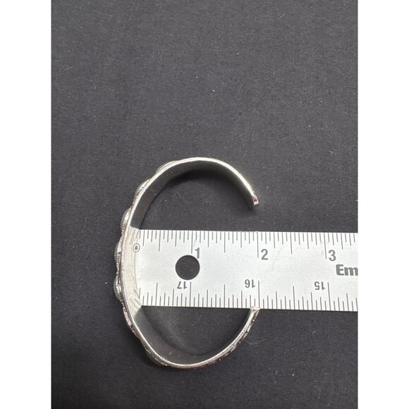 Faux Blue Opal Silver Tone Cuff Bracelet - Picture 9 of 10